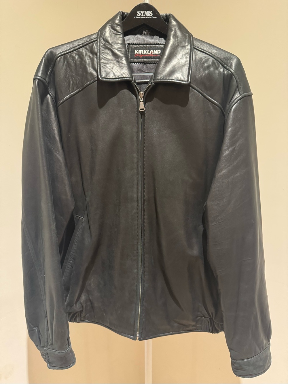 Kirkland Signature Men’s Black Leather Zip Jacket